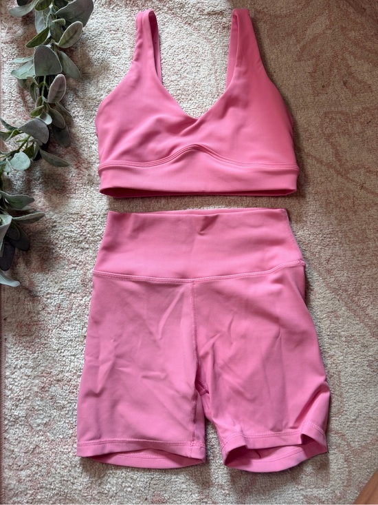 Wilo The Label Other - WILO The Label Pink Ribbed Sports Bra Biker Shorts Set S